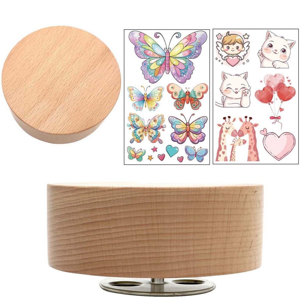 3115 You are My Sunshine Rotating Music Box with DIY Tattoos Stickers, 10cm